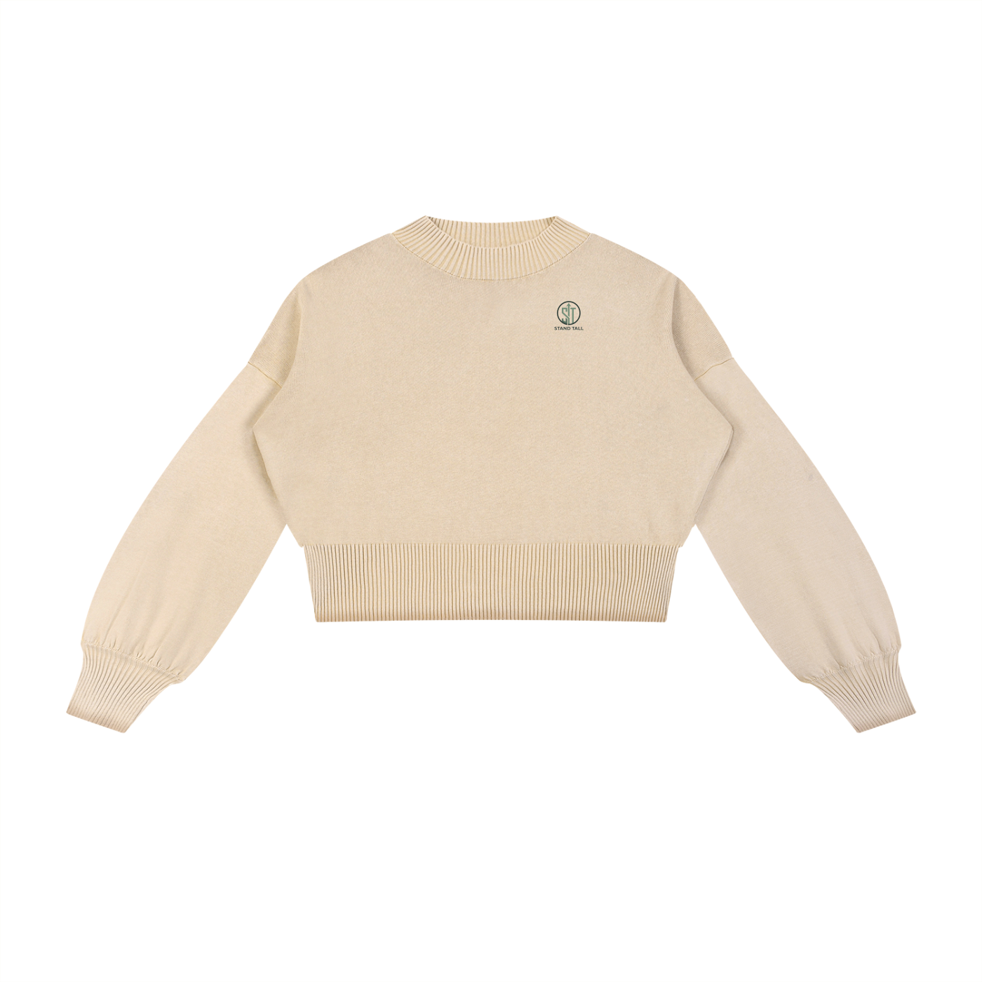 Mineral Wash Balloon Sleeve Cropped Sweater