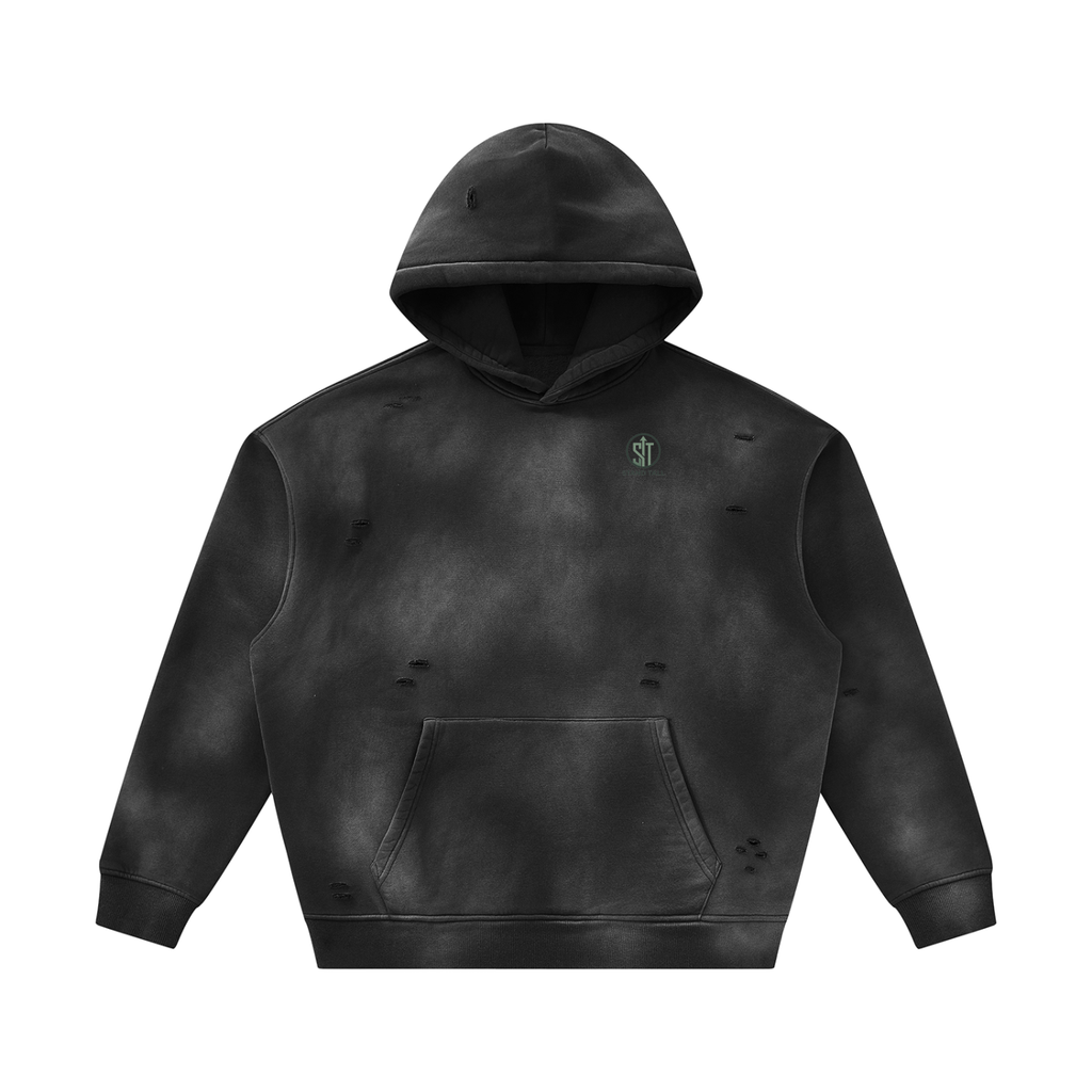 Unisex Sunfade Frayed Fleece Hoodie